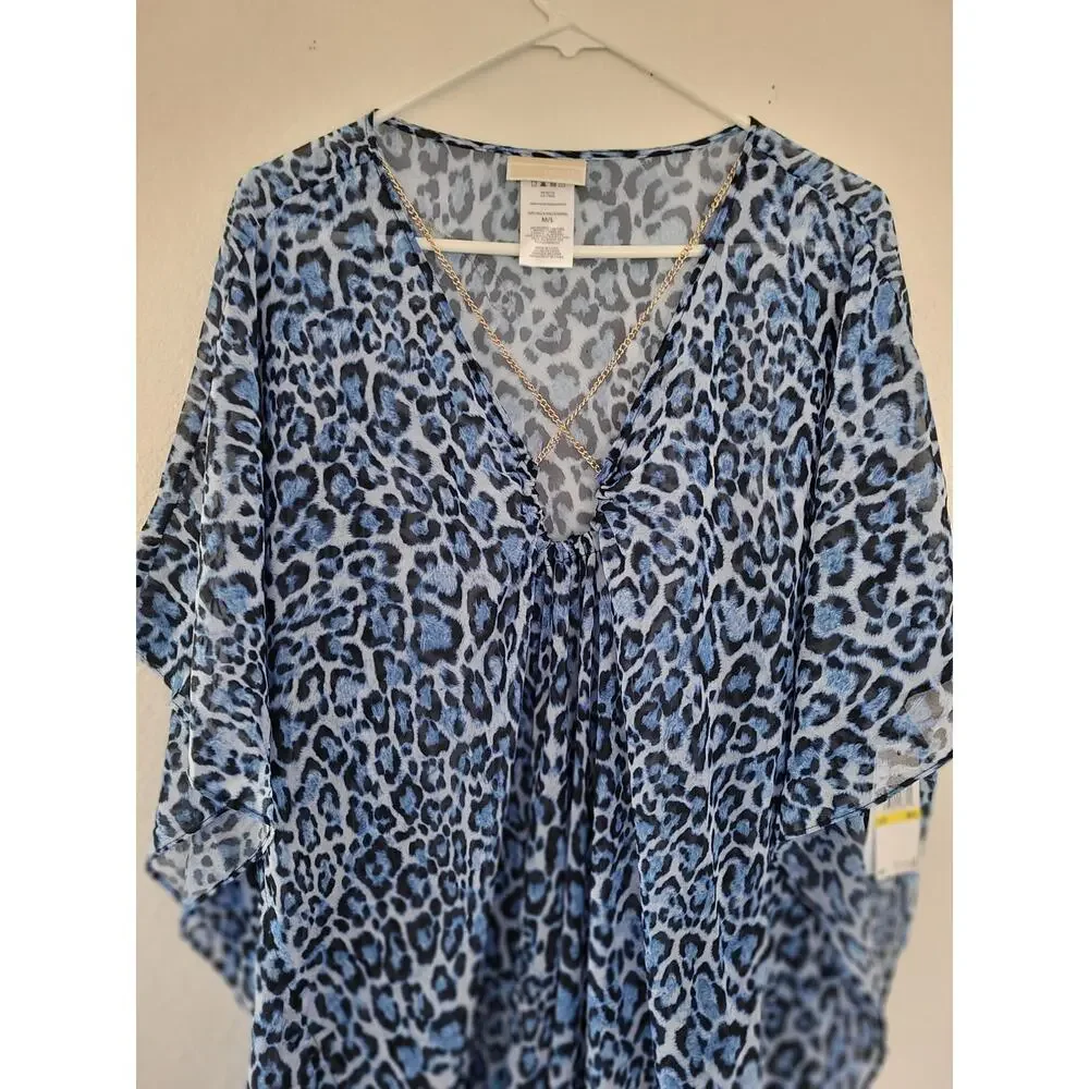 Michael Kors Women's Animal Print Tide Blue Swim Cover Up Size M/L‎ #17